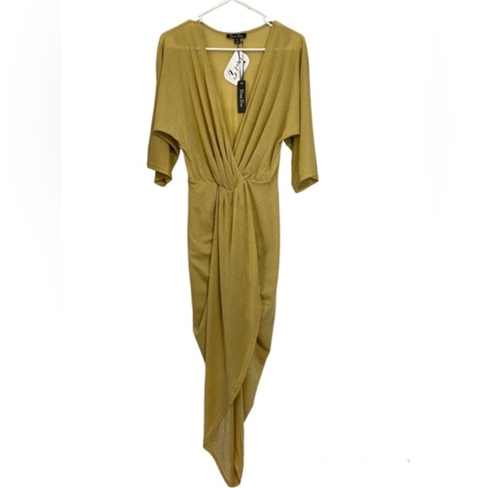 Day Champagne Gold Ruched Bodycon Dress Small NWT